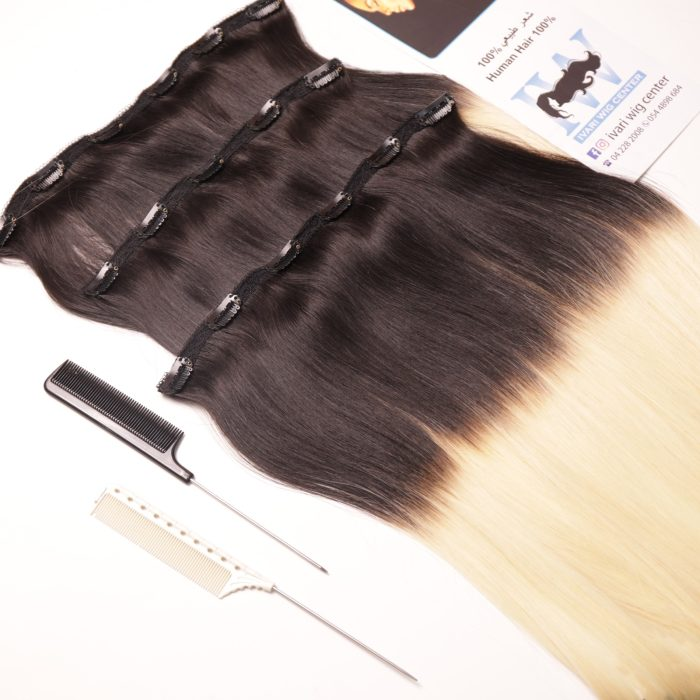 Ombre brown to blonde clip-in extensions