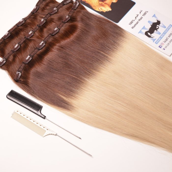 Brown to blonde ombre clip-in hair extensions